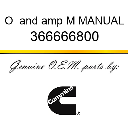 O & M MANUAL 366666800