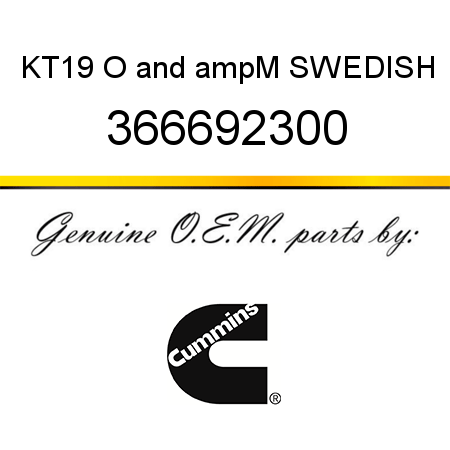 KT19 O&ampM SWEDISH 366692300