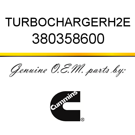 TURBOCHARGER,H2E 380358600