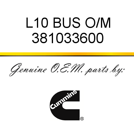 L10 BUS O/M 381033600