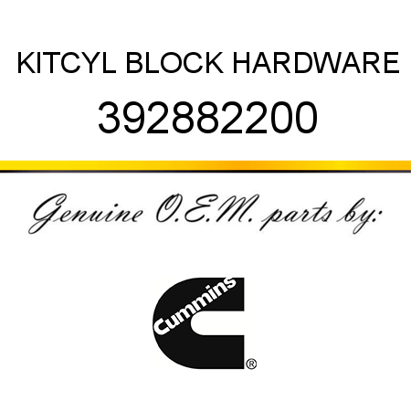 KIT,CYL BLOCK HARDWARE 392882200