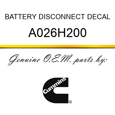 BATTERY DISCONNECT DECAL A026H200
