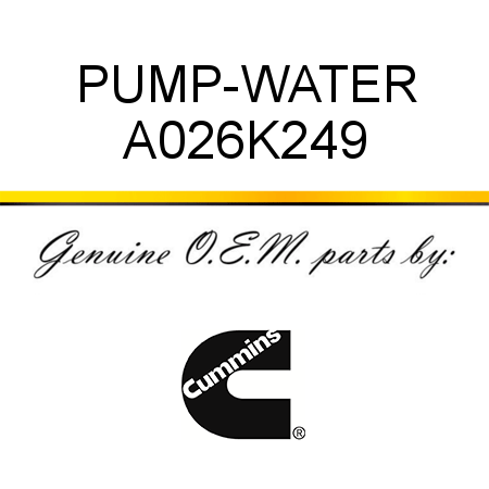 PUMP-WATER A026K249