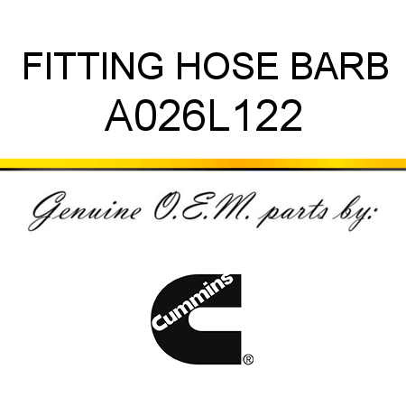 FITTING, HOSE BARB A026L122