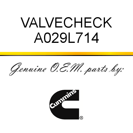 VALVE,CHECK A029L714