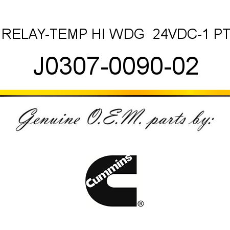 RELAY-TEMP HI WDG  24VDC-1 PT J0307-0090-02