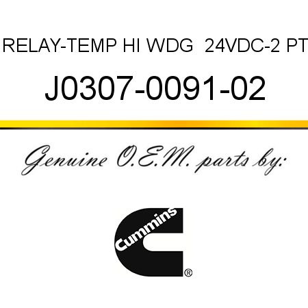 RELAY-TEMP HI WDG  24VDC-2 PT J0307-0091-02