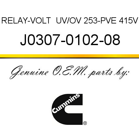 RELAY-VOLT  UV/OV 253-PVE 415V J0307-0102-08