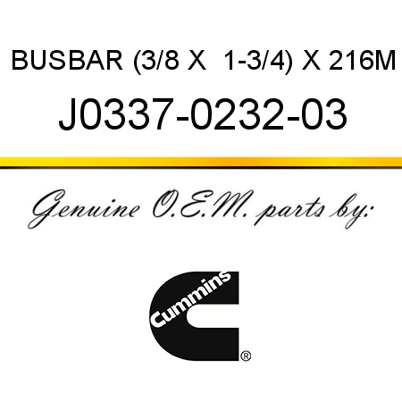 BUSBAR (3/8 X  1-3/4) X 216M J0337-0232-03