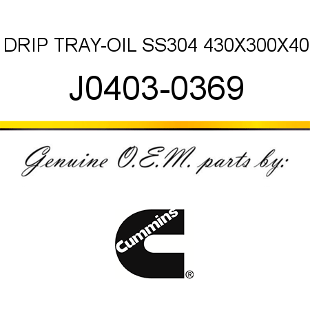 DRIP TRAY-OIL SS304 430X300X40 J0403-0369