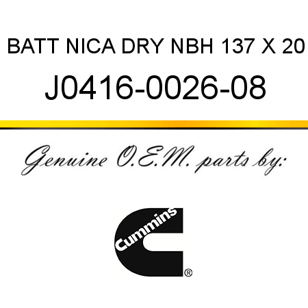 BATT NICA DRY NBH 137 X 20 J0416-0026-08