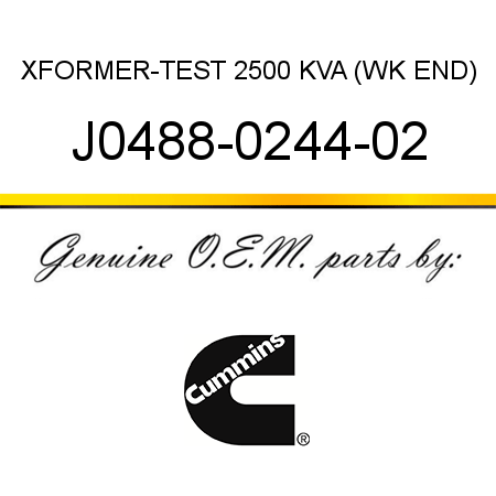XFORMER-TEST 2500 KVA (WK END) J0488-0244-02