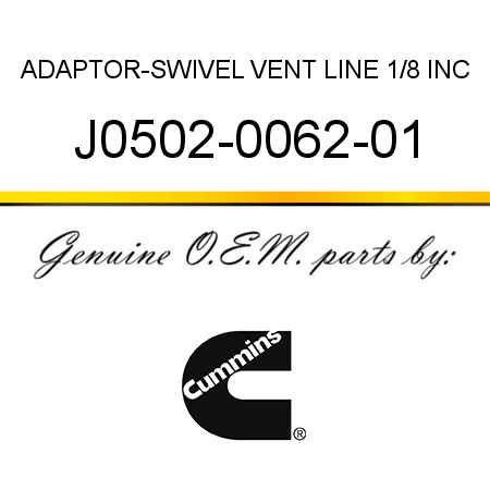 ADAPTOR-SWIVEL VENT LINE 1/8 INC J0502-0062-01