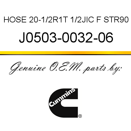 HOSE 20-1/2R1T 1/2JIC F STR90 J0503-0032-06