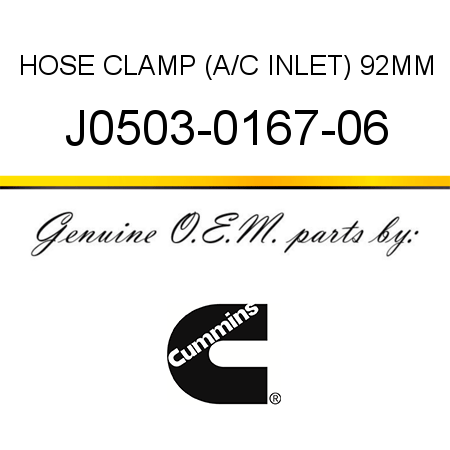 HOSE CLAMP (A/C INLET) 92MM J0503-0167-06