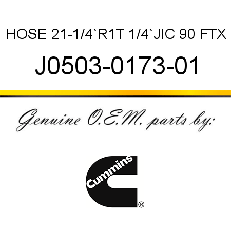 HOSE 21-1/4`R1T 1/4`JIC 90 FTX J0503-0173-01