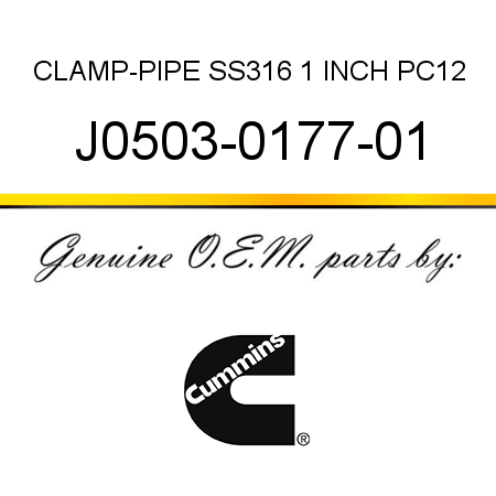 CLAMP-PIPE SS316 1 INCH PC12 J0503-0177-01