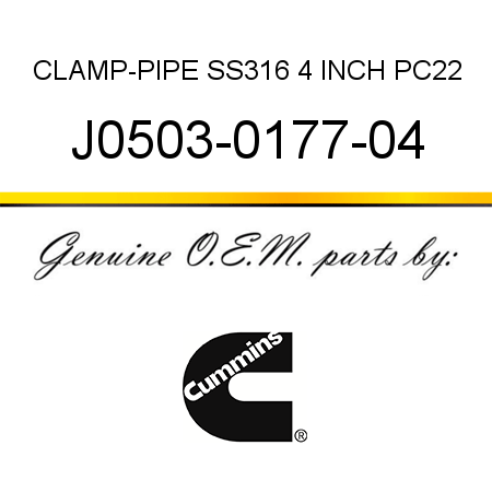 CLAMP-PIPE SS316 4 INCH PC22 J0503-0177-04