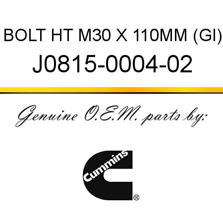 BOLT HT M30 X 110MM (GI) J0815-0004-02