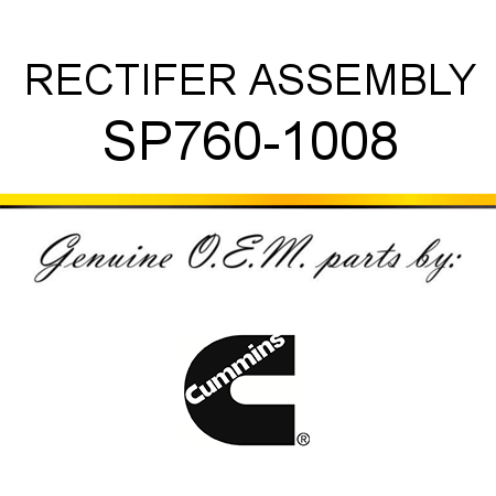 RECTIFER ASSEMBLY SP760-1008