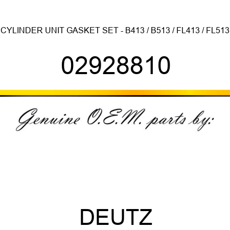 CYLINDER UNIT GASKET SET - B413 / B513 / FL413 / FL513 02928810