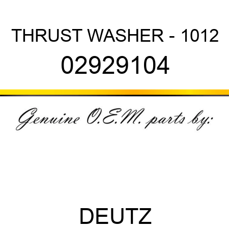 THRUST WASHER - 1012 02929104