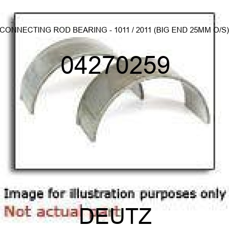 CONNECTING ROD BEARING - 1011 / 2011 (BIG END, 25MM O/S) 04270259
