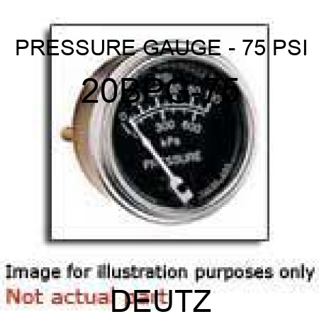 PRESSURE GAUGE - 75 PSI 20BPG-75