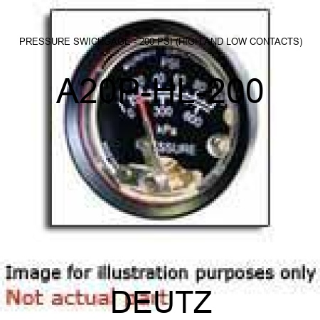 PRESSURE SWICHGAGE - 200 PSI (HIGH AND LOW CONTACTS) A20P-HL-200