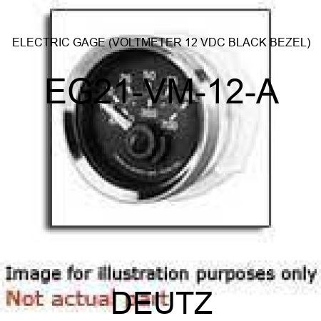 ELECTRIC GAGE (VOLTMETER, 12 VDC, BLACK BEZEL) EG21-VM-12-A