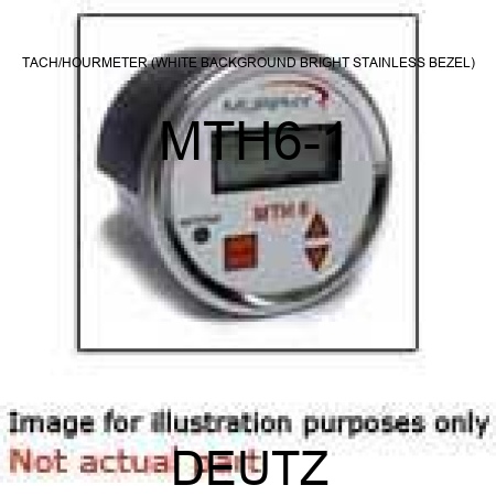 TACH/HOURMETER (WHITE BACKGROUND, BRIGHT STAINLESS BEZEL) MTH6-1