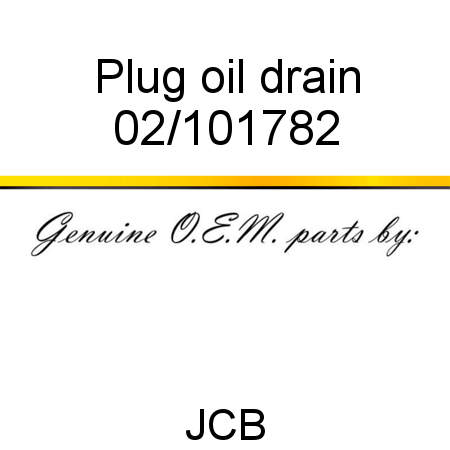 Plug, oil drain 02/101782