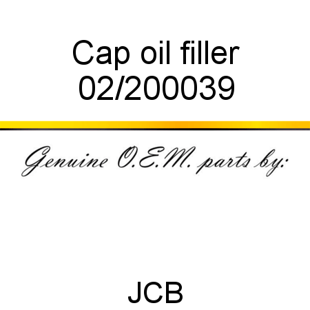 Cap, oil filler 02/200039
