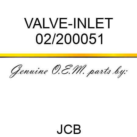 VALVE-INLET 02/200051