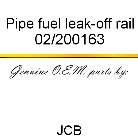 Pipe, fuel, leak-off rail 02/200163