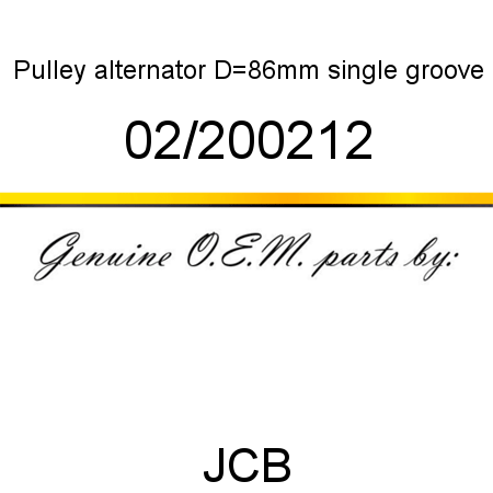 Pulley, alternator, D=86mm single groove 02/200212