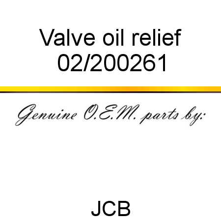 Valve, oil relief 02/200261