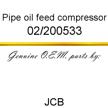 Pipe, oil feed, compressor 02/200533