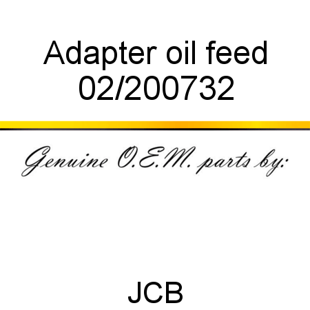 Adapter, oil feed 02/200732