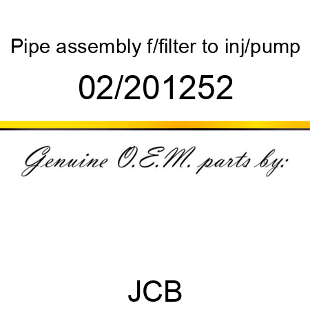 Pipe, assembly, f/filter to inj/pump 02/201252