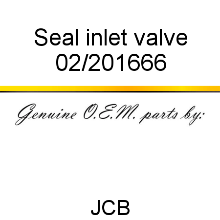 Seal, inlet valve 02/201666