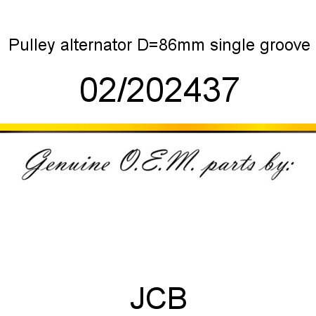 Pulley, alternator, D=86mm single groove 02/202437