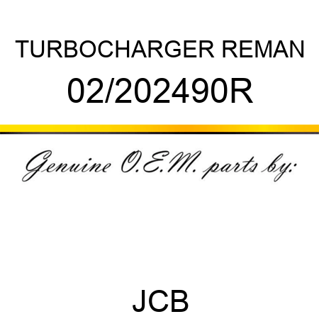 TURBOCHARGER REMAN 02/202490R