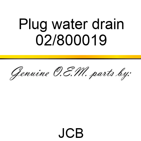 Plug water drain, 02/800019