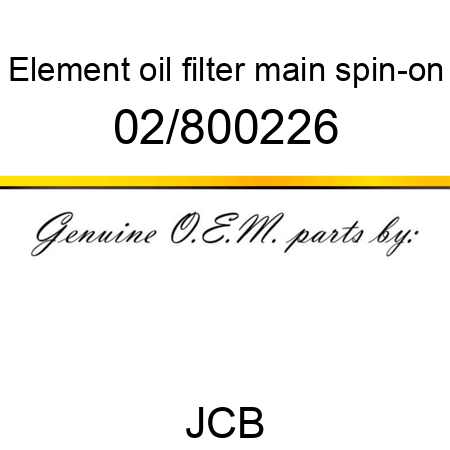 Element, oil filter, main, spin-on 02/800226