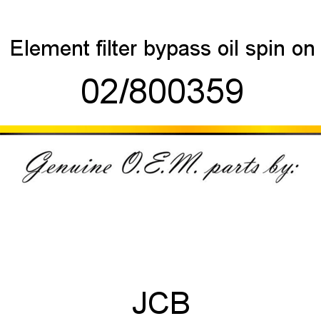 Element, filter bypass, oil, spin on 02/800359
