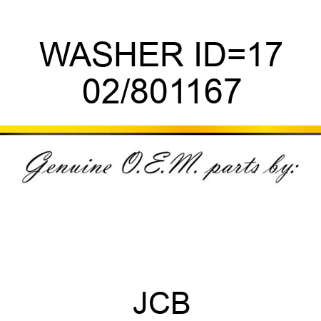 WASHER ID=17 02/801167