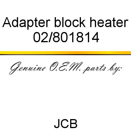 Adapter, block heater 02/801814