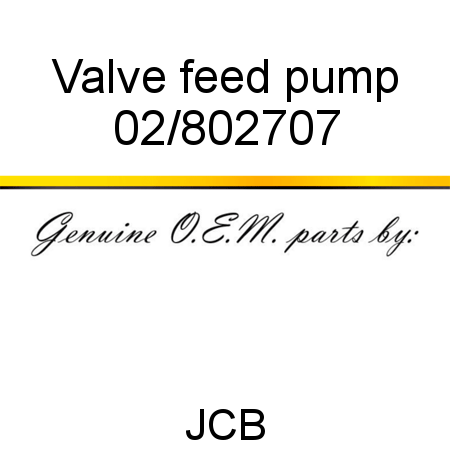 Valve, feed pump 02/802707