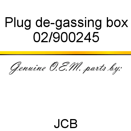 Plug, de-gassing box 02/900245